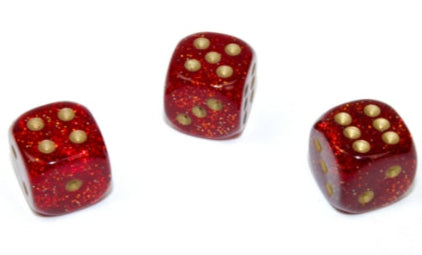 Chessex Gemini Glitter Ruby/Gold 12mm d6 Dice Block - 36 dice