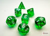 Chessex Translucent Mini-Polyhedral Green/White 7-Die Set