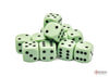 Chessex Opaque Pastel Green/black 16mm d6 Dice Block - 12 Dice