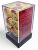 Chessex Gemini Red-Yellow/silver 16mm D6 Dice Block - 12 Dice