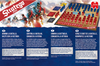 Stratego board game packaging with game pieces and text on a white background