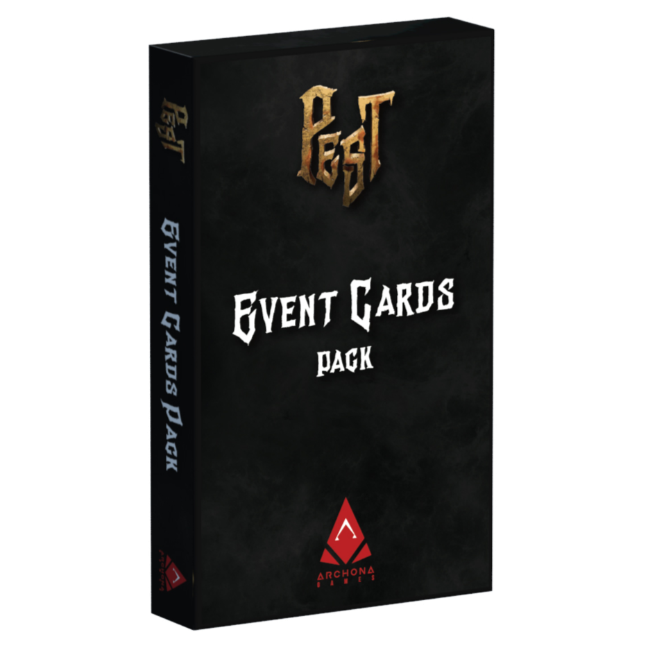 Black card pack with gold and red text and logos on a white background