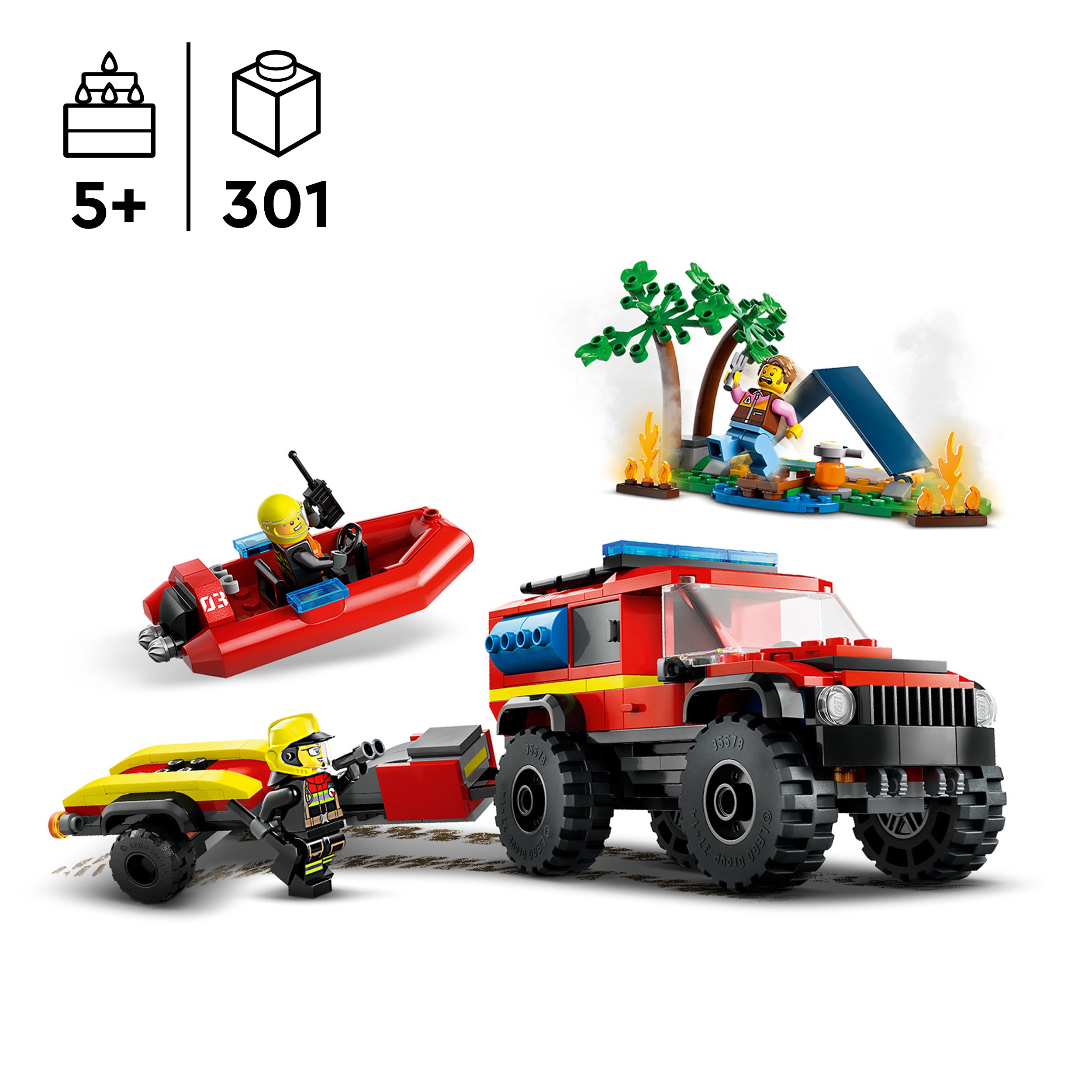 LEGO® 60412 4x4 Fire Engine with Rescue Boat