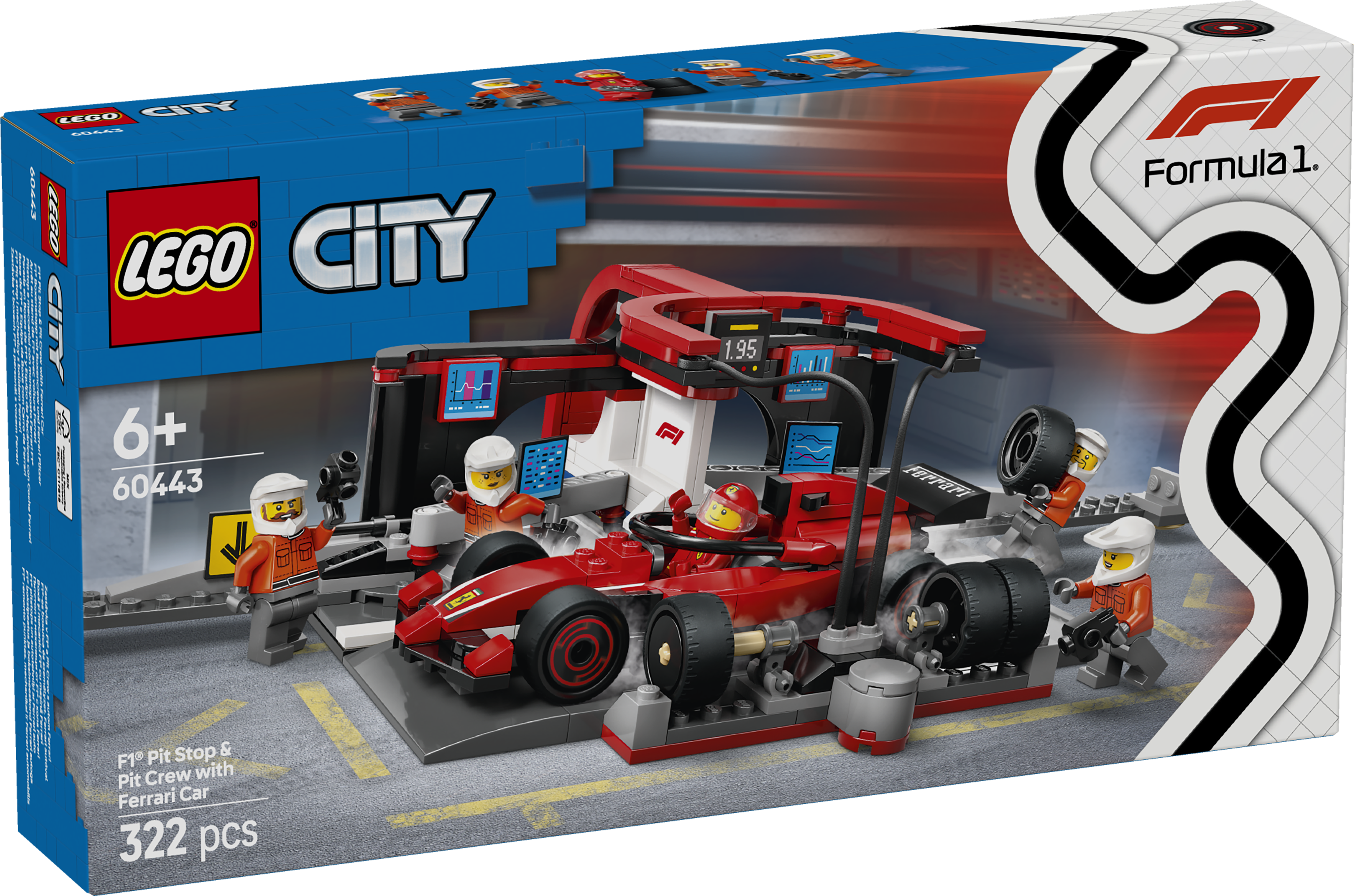 LEGO® 60443 F1® Pit Stop & Pit Crew with Ferrari Car