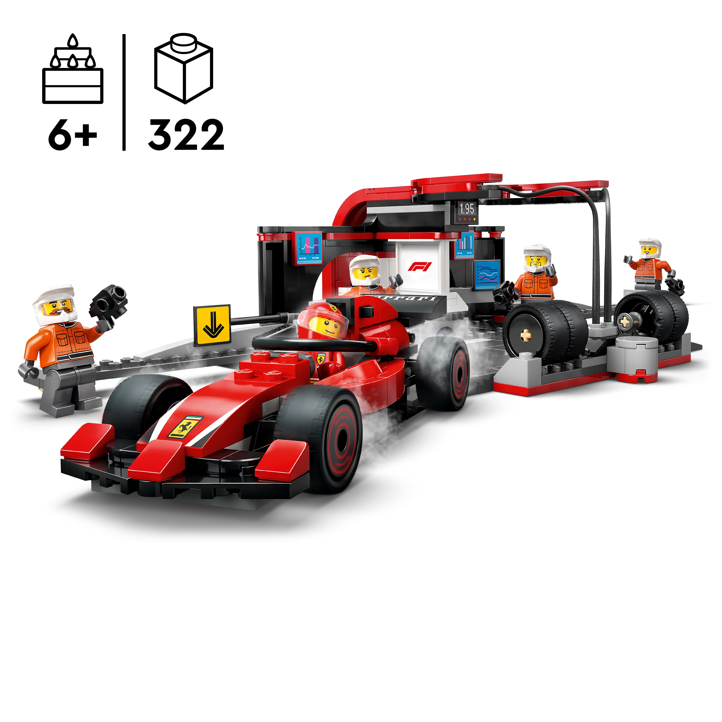 LEGO® 60443 F1® Pit Stop & Pit Crew with Ferrari Car