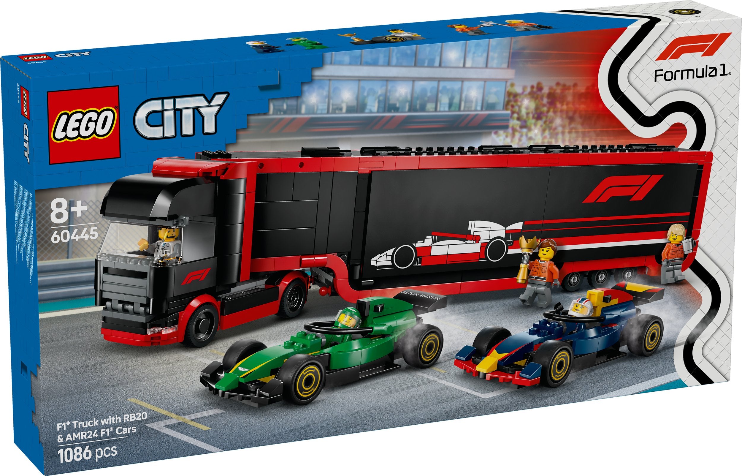 LEGO® 60445 F1® Truck with RB20 & AMR24 F1® Cars