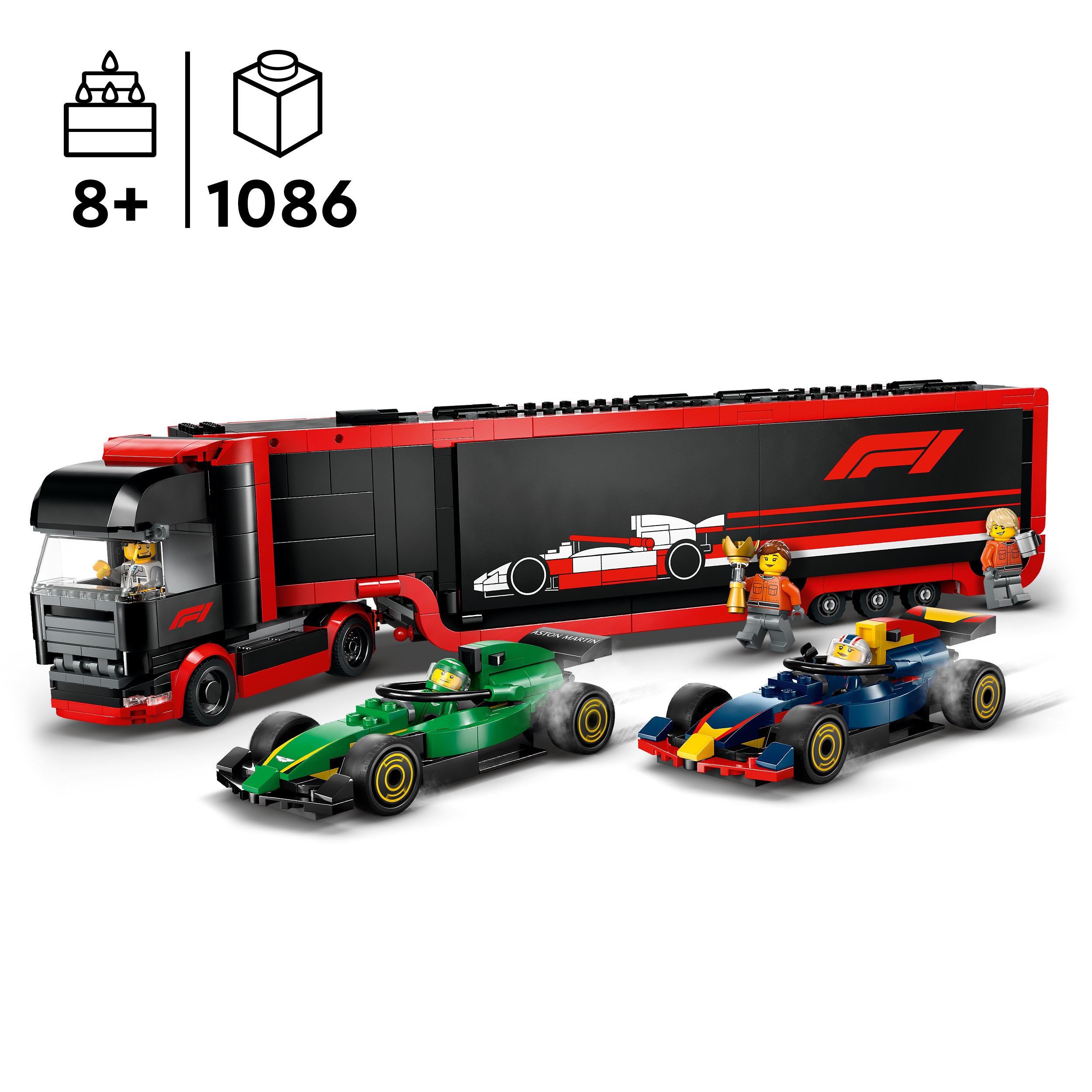 LEGO® 60445 F1® Truck with RB20 & AMR24 F1® Cars