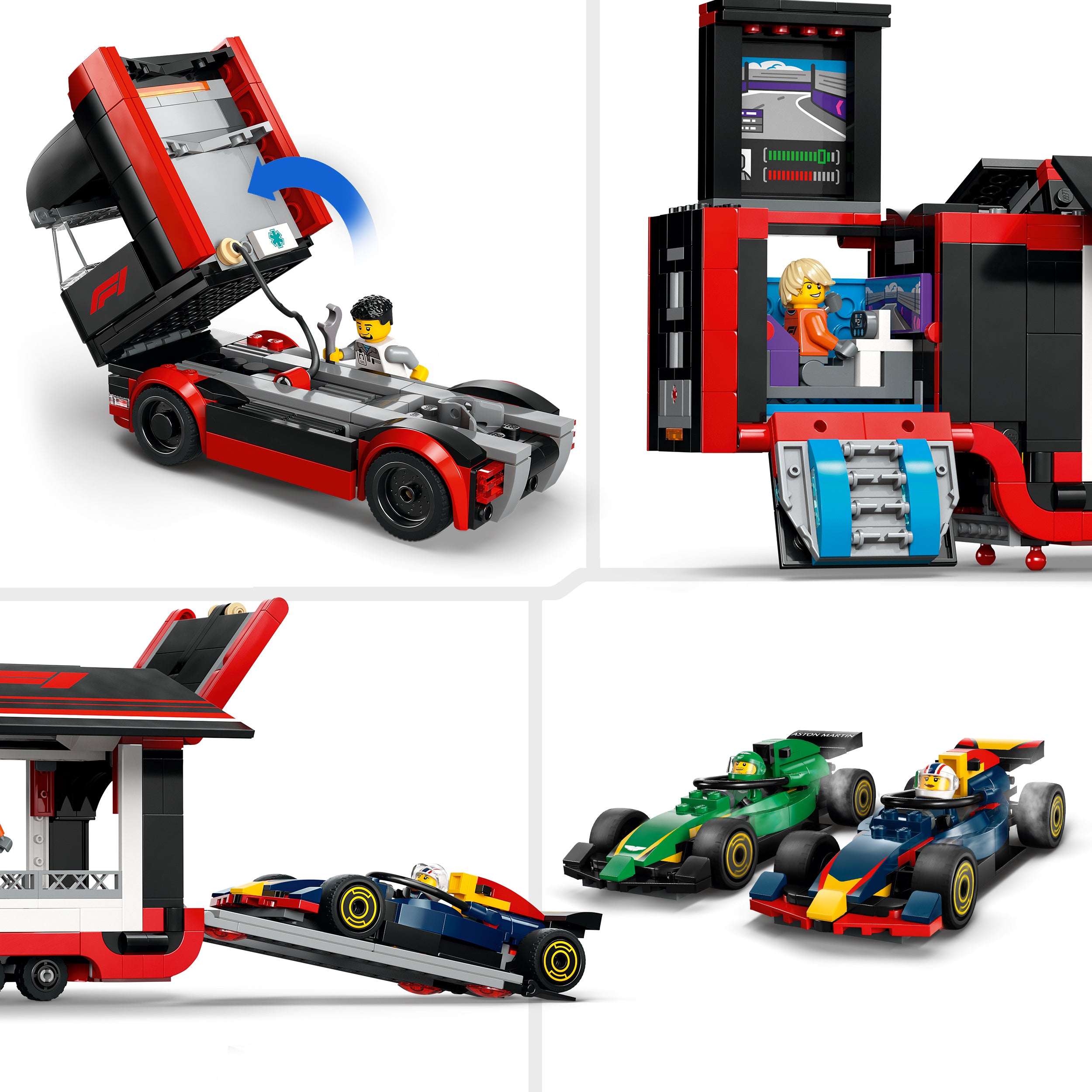 LEGO® 60445 F1® Truck with RB20 & AMR24 F1® Cars