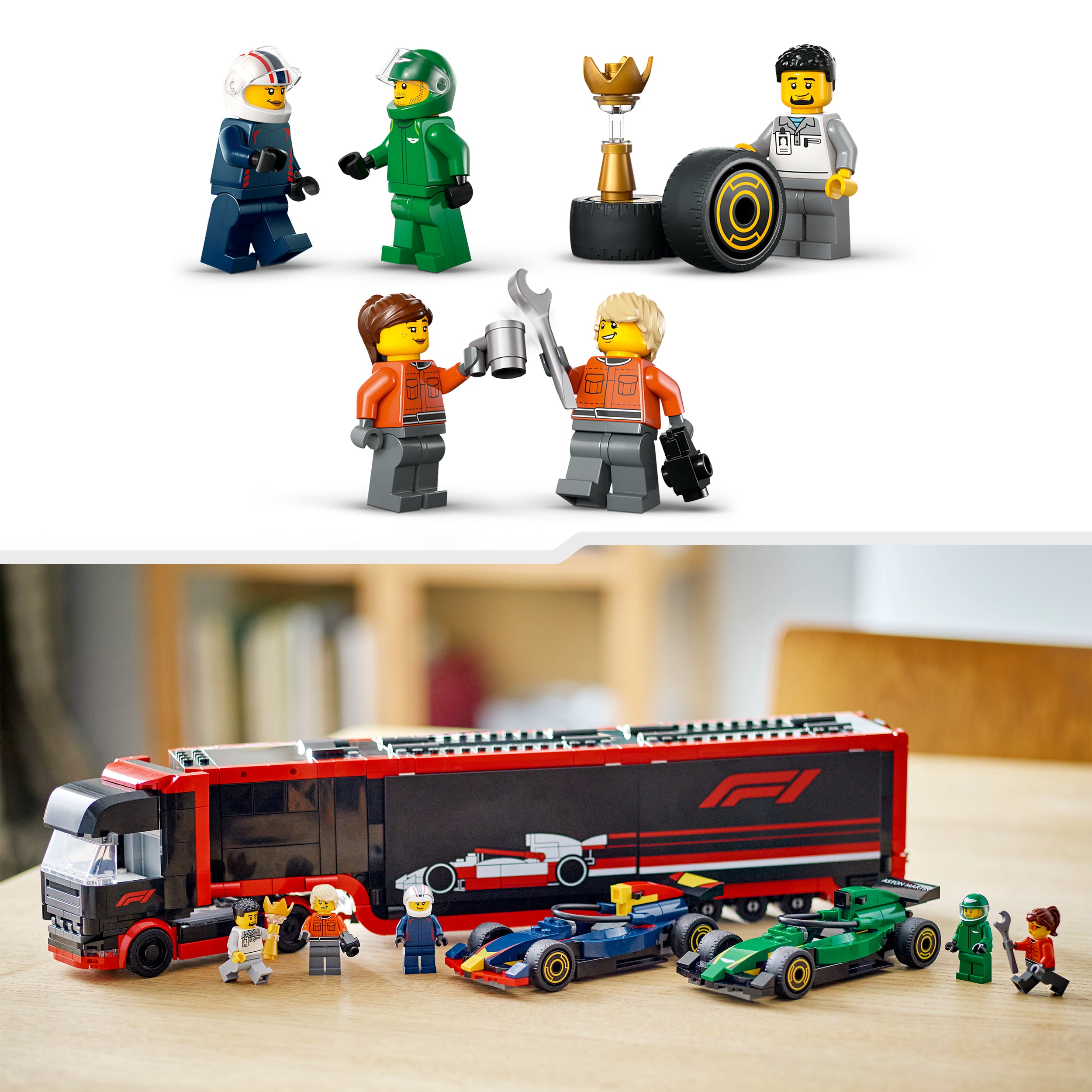 LEGO® 60445 F1® Truck with RB20 & AMR24 F1® Cars