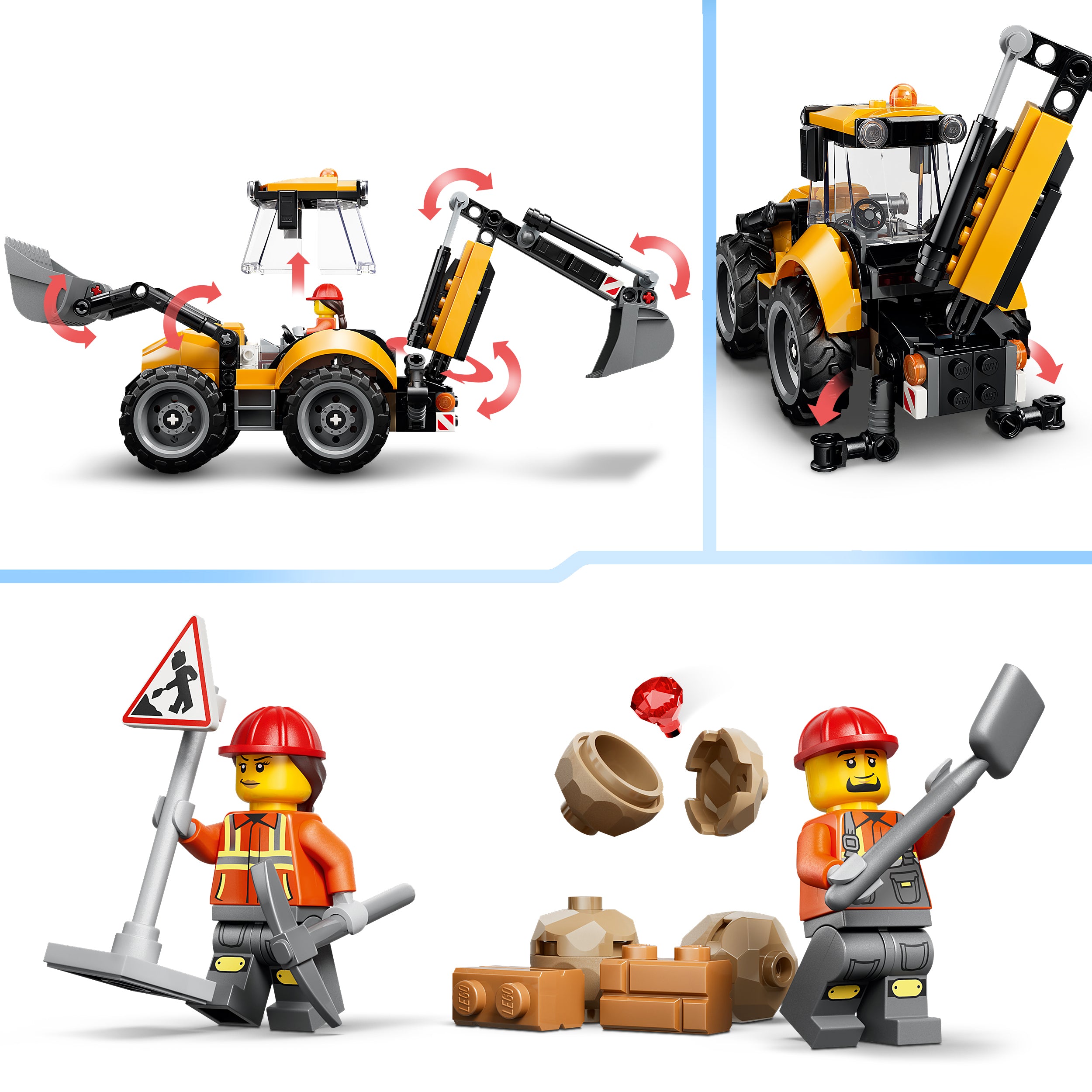 LEGO® 60480 Yellow Backhoe Loader