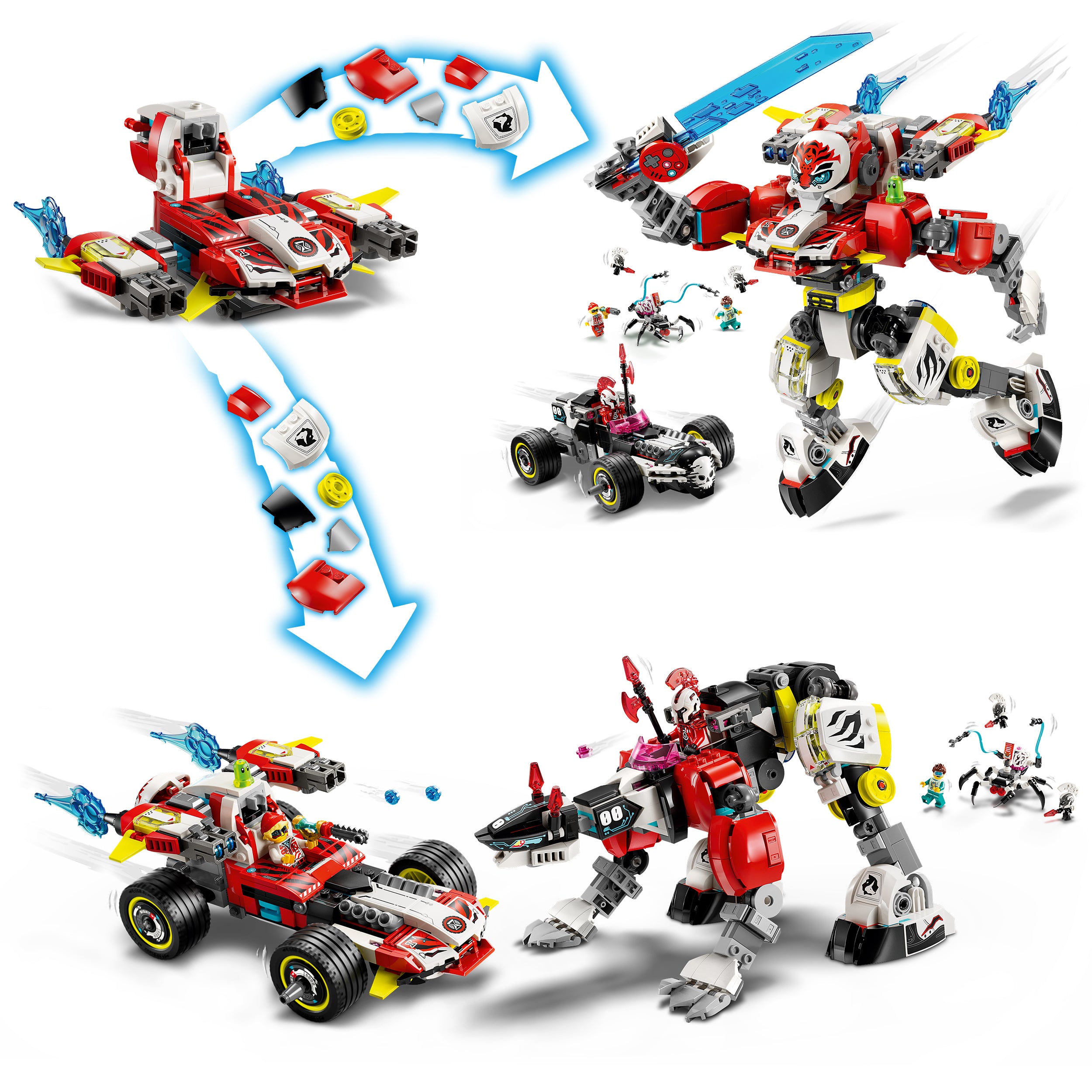 LEGO® 71497 Cooper's Tiger Mech & Zero's Hot Rod Car