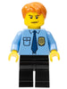 Police - City Shirt with Dark Blue Tie and Gold Badge, Black Legs, Dark Orange Short Tousled Hair (cty0212)