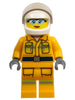 Fire - Reflective Stripes, Bright Light Orange Suit, White Helmet, Safety Glasses, Peach Lips Closed Mouth Smile (cty0961)