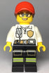 Fire - Female White Shirt with Fire Logo Badge and Belt, Reflective Stripes on Black Legs, Red Cap with Ponytail (cty0970)