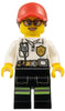 Fire - Female White Shirt with Fire Logo Badge and Belt, Reflective Stripes on Black Legs, Red Cap with Ponytail (cty0970)