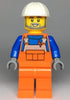 Construction Worker - Male, Orange Overalls with Reflective Stripe and Buckles over Blue Shirt, Orange Legs, White Construction Helmet, Beard (cty0971)