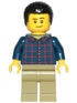 Dad - Dark Blue Plaid Button Shirt, Olive Green Legs, Black Hair Male with Coiled Texture (cty1017)