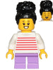 Girl, White with Red Stripes Sweater, Medium Lavender Short Legs (cty1019)