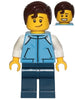 Teenage Boy, Medium Blue Jacket, Dark Blue Legs, Dark Brown Hair Swept Right with Front Curl (cty1021)