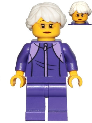 Grandmother - Dark Purple Tracksuit, White Hair, Glasses (cty1024)