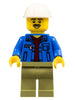 Truck Driver - Blue Jacket over Dark Red V-Neck Sweater, Olive Green Legs, White Construction Helmet (cty1050)
