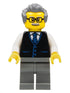 Launch Director - Male, Black Vest with Blue Striped Tie, Dark Bluish Gray Legs, Dark Bluish Gray Hair, Glasses and Moustache (cty1070)
