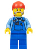 Tow Truck Driver - Male, Blue Overalls over Medium Blue Shirt, Blue Legs, Red Bandana, Beard, Back Print (cty1103)