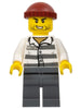 Police - Jail Prisoner 86753 Prison Stripes, Dark Red Knit Cap, Scar, and Stubble (cty1159)