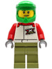 Wheelchair Athlete - Male, White Jacket with 'XTREME' Logo, Olive Green Legs, Bright Green Dirt Bike Helmet (cty1231)