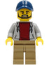 Dad - Light Bluish Gray Hoodie with Dark Red Shirt, Dark Tan Legs, Dark Blue Cap (cty1232)