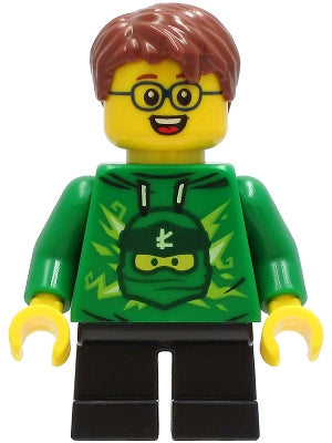 Boy - Green Ninjago Hoodie, Black Short Legs, Reddish Brown Hair (cty1233)