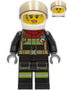 Fire - Female, Black Jacket and Legs with Reflective Stripes and Red Collar, White Helmet, Trans-Brown Visor, Dark Bluish Gray Splotches (cty1240)