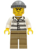 Police - Jail Prisoner 86753 Prison Stripes, Dark Tan Legs, Dark Bluish Gray Knit Cap (cty1242)
