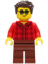 Man - Red Plaid Flannel Shirt, Reddish Brown Legs, Dark Brown Hair, Sunglasses (cty1246)