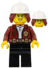 Fire Chief, Female - Freya McCloud, Dark Red Jacket, Black Legs, White Fire Helmet, Open Mouth Smile / Lopsided Grin Pattern (cty1288)