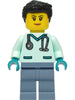 Wildlife Rescue Veterinarian - Female, Light Aqua Scrubs, Sand Blue Legs, Black Hair (cty1297)