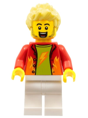 Dynamo Doug - Stuntz Announcer, Red Jacket over Lime Shirt, White Legs, Bright Light Yellow Spiked Hair (cty1325)