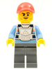 Alex - Stuntz Driver, White Racing Chest Protector with Medium Blue Arms, Dark Bluish Gray Legs, Coral Cap, Stubble (cty1326)