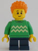 Child - Boy, Bright Green Sweater, Dark Blue Short Legs, Orange Short Coiled Hair, Freckles (cty1343)