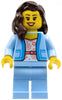 Female, White Shirt with Coral Flowers, Bright Light Blue Jacket and Legs, Dark Brown Hair (cty1354)