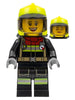 Fire - Female, Black Jacket and Legs with Reflective Stripes and Red Collar, Neon Yellow Fire Helmet, Trans-Brown Visor (Sarah Feldman) (cty1356)
