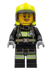 Fire - Female, Black Jacket and Legs with Reflective Stripes, Neon Yellow Fire Helmet, Trans-Brown Visor (cty1357)