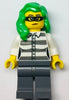 Police - Jail Prisoner 50382 Prison Stripes, Female, Dark Bluish Gray Legs, Frown with Black Mask, Green Hair (cty1364)