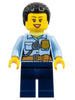Police - City Officer Female, Bright Light Blue Shirt with Badge and Radio, Dark Blue Legs, Short Black Curly Hair (cty1381)