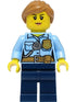Police - City Officer Female, Bright Light Blue Shirt with Badge and Radio, Dark Blue Legs, Medium Nougat Hair (cty1384)