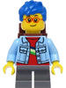 Boy - Bright Light Blue Denim Jacket, Dark Bluish Gray Short Legs, Blue Hair, Reddish Brown Backpack (cty1393)