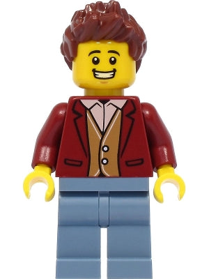 Teacher - Male, Dark Red Suit Jacket, Sand Blue Legs, Reddish Brown Hair (cty1395)
