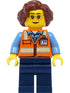 School Bus Driver - Female, Orange Safety Vest with Reflective Stripes, Dark Blue Legs, Reddish Brown Hair (cty1396)