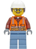 Construction Worker - Female, Orange Safety Vest, Reflective Stripes, Reddish Brown Shirt, Sand Blue Legs, White Construction Helmet with Dark Brown Ponytail Hair, Glasses (cty1405)