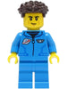 Lunar Research Astronaut - Male, Dark Azure Jumpsuit, Dark Brown Coiled Hair with Short Straight Sides (cty1421)